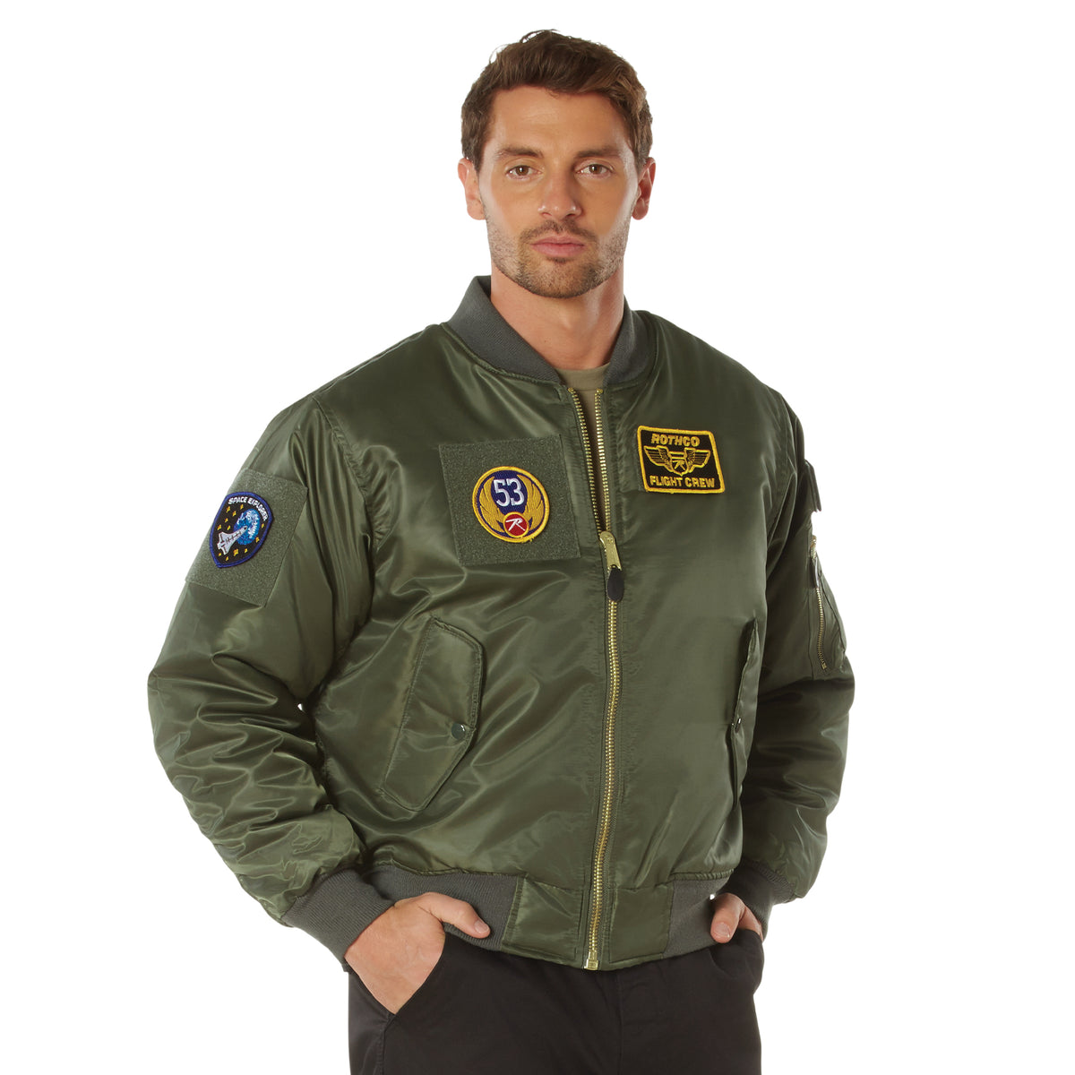 MA-1 Flight Jacket with Patches - Sage Green